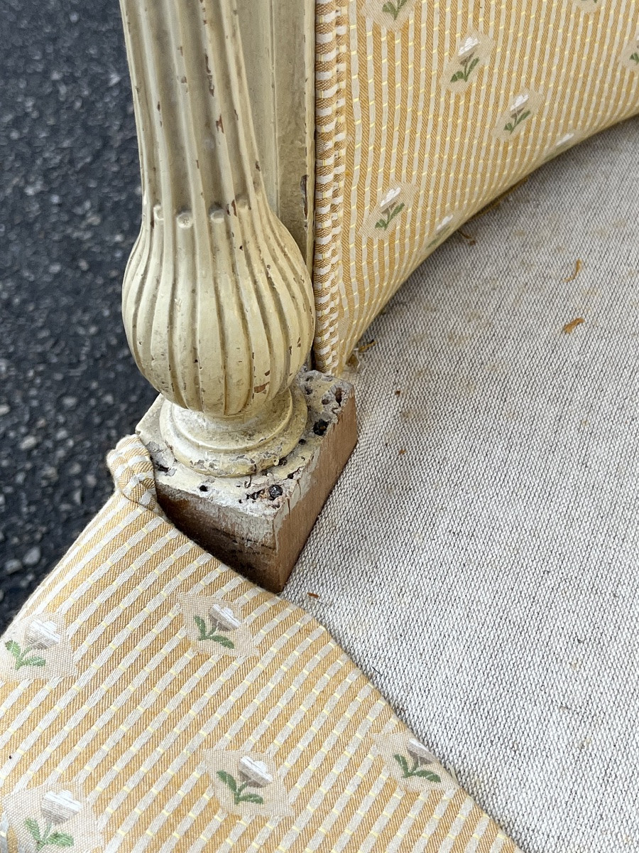 FAUTEUIL BERGÈRE CABRIOLET D'EPOQUE LOUIS XVI, ESTAMPILLE JEAN SIMON-photo-3