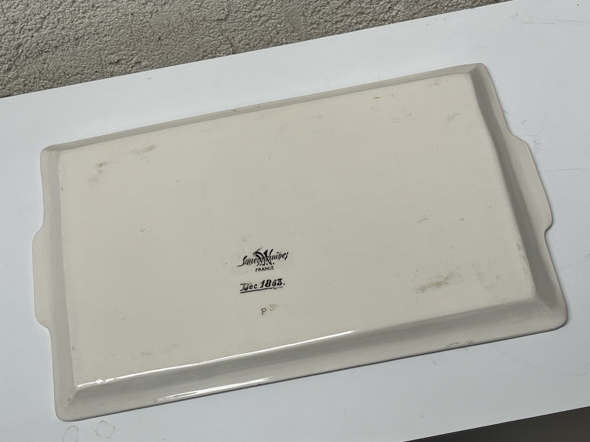 Sarreguemines Dv Earthenware Cake Dish, Japanese Decor-photo-4