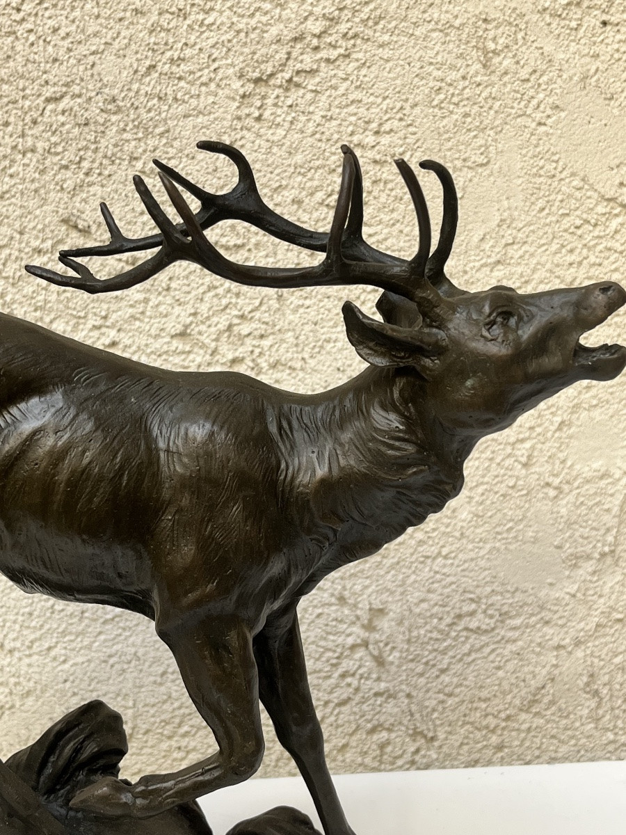 Bronze Subject "the Bell Of The Stag", Prosper Lecoutier-photo-2