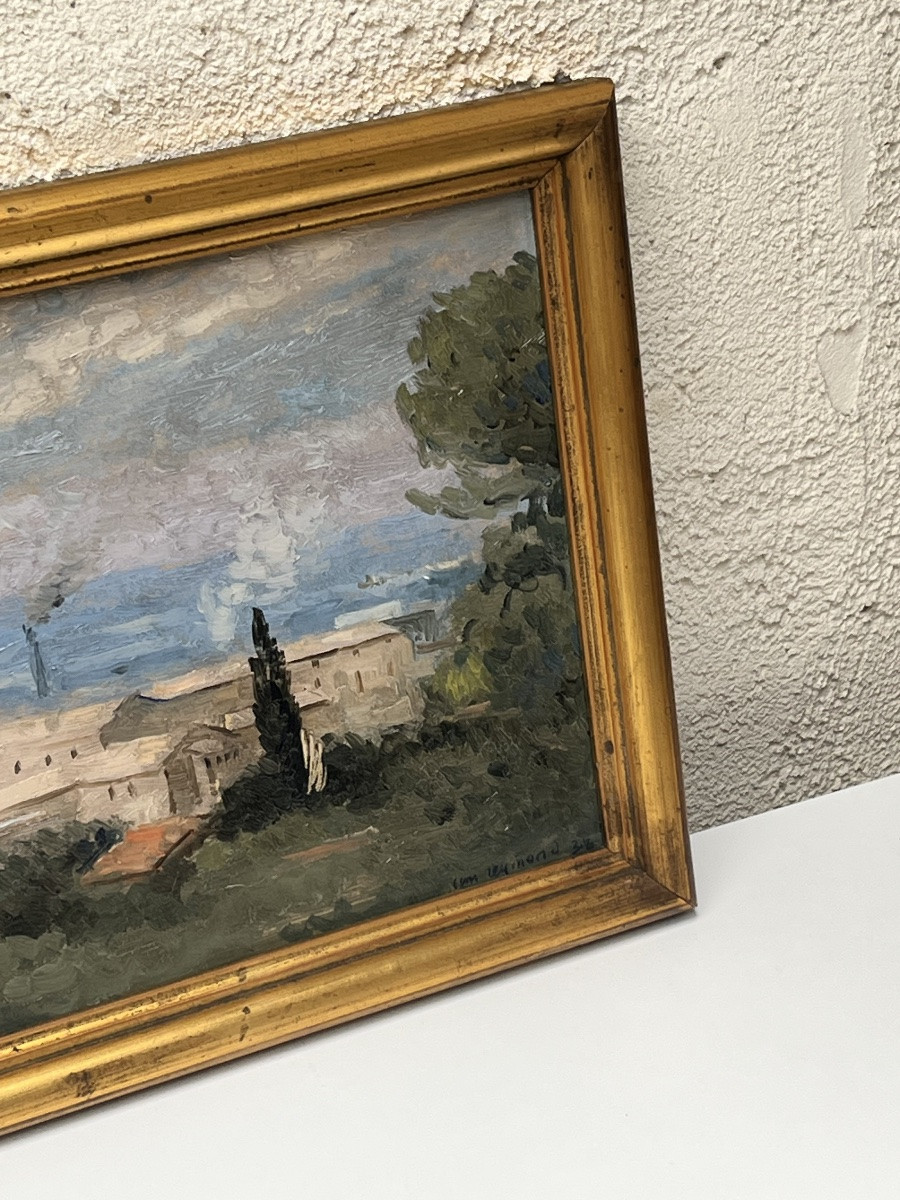 CASIMIR REYMOND, HUILE SUR BRISTOL, "PAYSAGE MÉDITERRANÉEN"-photo-2