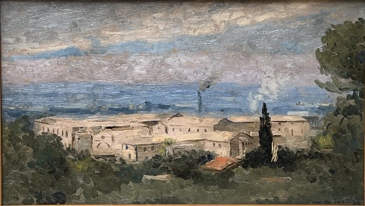 CASIMIR REYMOND, HUILE SUR BRISTOL, "PAYSAGE MÉDITERRANÉEN"-photo-3