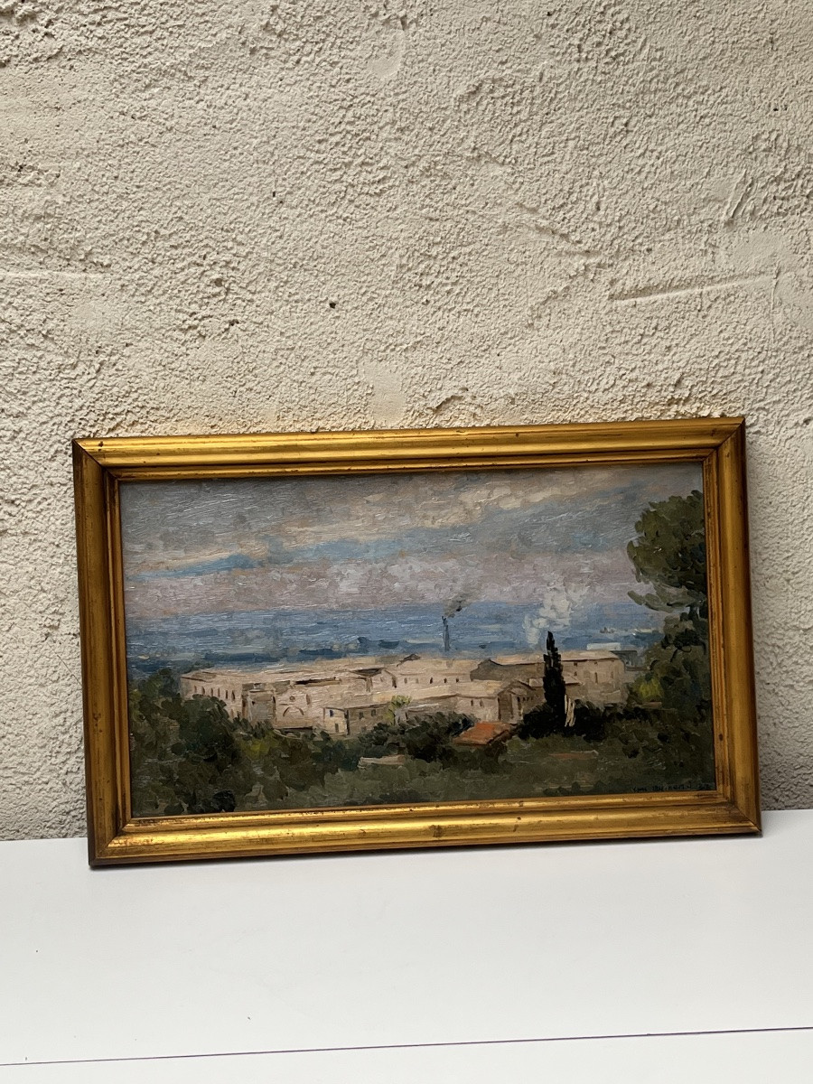 CASIMIR REYMOND, HUILE SUR BRISTOL, "PAYSAGE MÉDITERRANÉEN"-photo-1