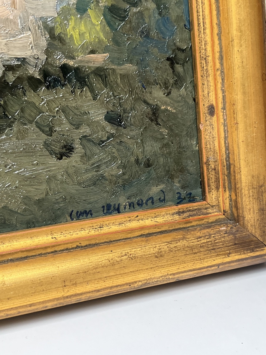 CASIMIR REYMOND, HUILE SUR BRISTOL, "PAYSAGE MÉDITERRANÉEN"-photo-3