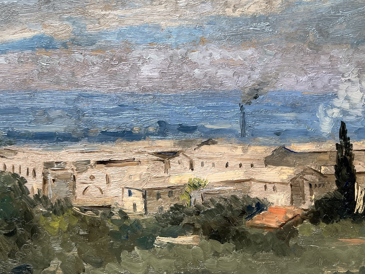 CASIMIR REYMOND, HUILE SUR BRISTOL, "PAYSAGE MÉDITERRANÉEN"-photo-4
