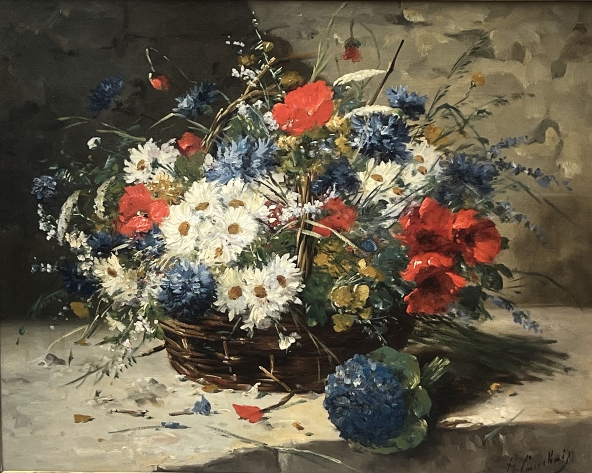 EUGENE HENRI CAUCHOIS, HUILE SUR TOILE "NATURE MORTE AUX FLEURS"-photo-3