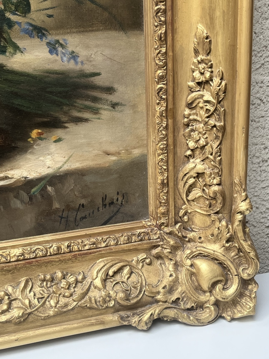 EUGENE HENRI CAUCHOIS, HUILE SUR TOILE "NATURE MORTE AUX FLEURS"-photo-4
