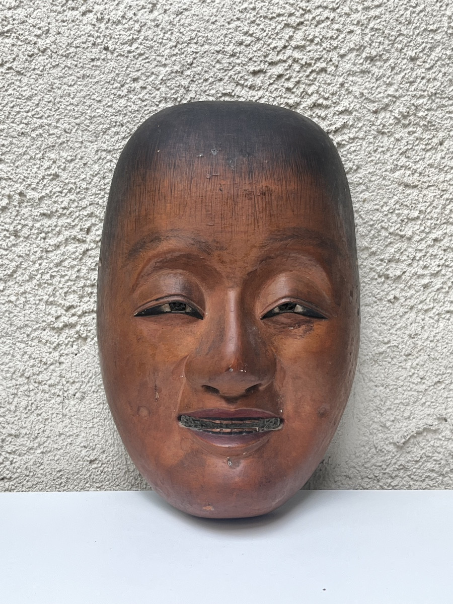 Set Of Carved And Painted Wooden Noh Theater Masks, Japan-photo-1