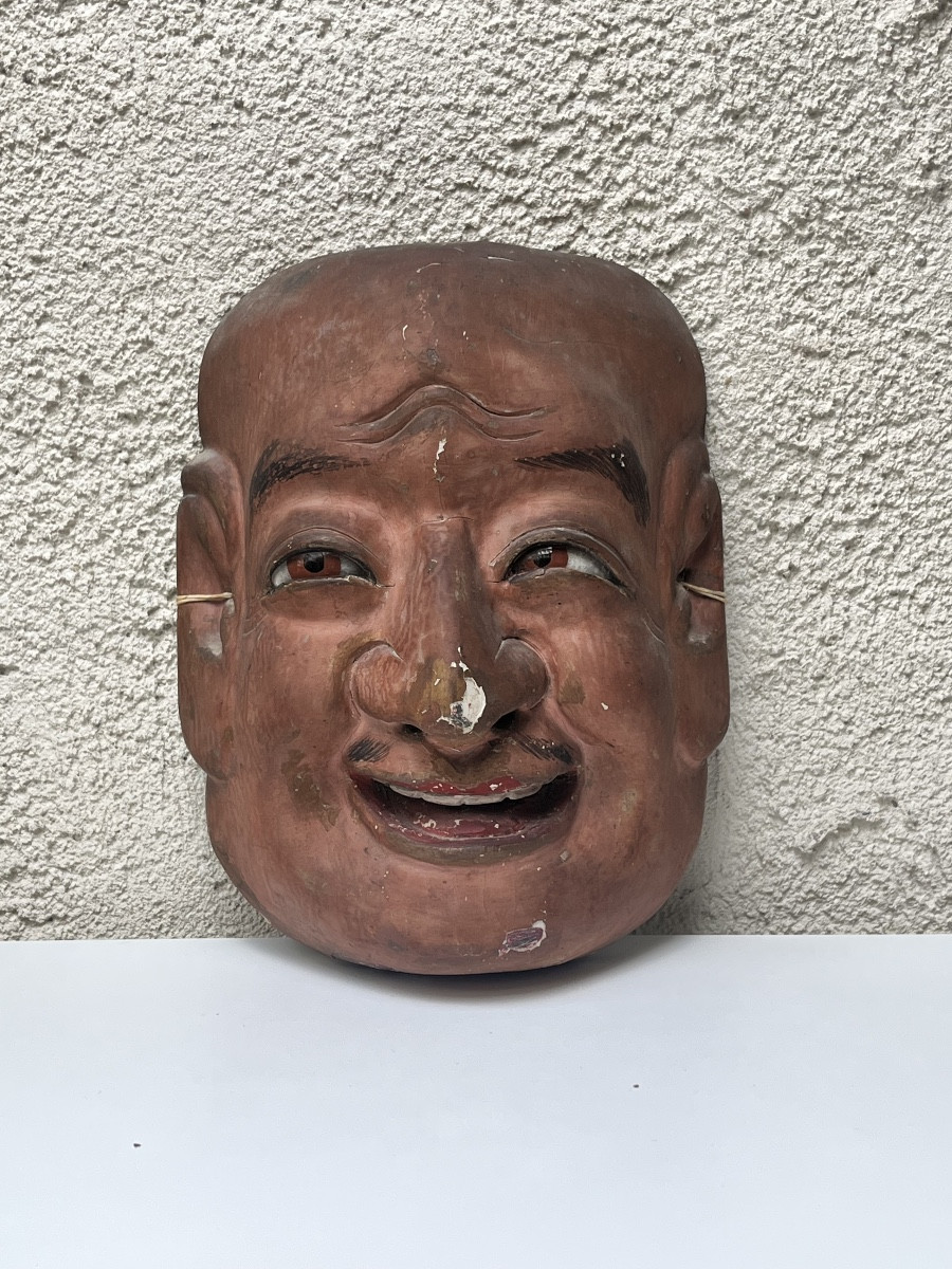 Set Of Carved And Painted Wooden Noh Theater Masks, Japan-photo-2
