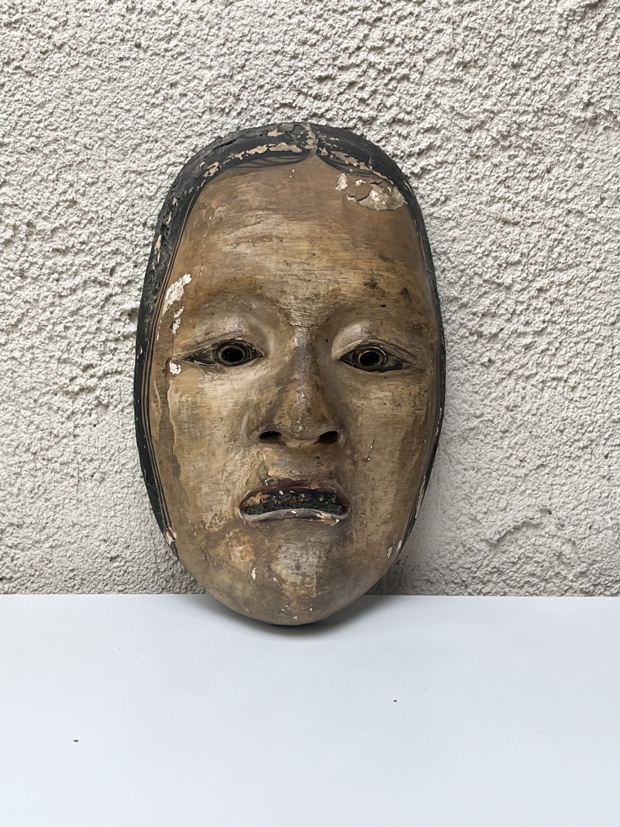 Set Of Carved And Painted Wooden Noh Theater Masks, Japan-photo-3