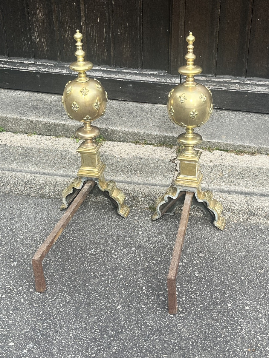 Pair Of Bronze Andiron "marmousets" In The Louis XIV Style, 19th Century-photo-2