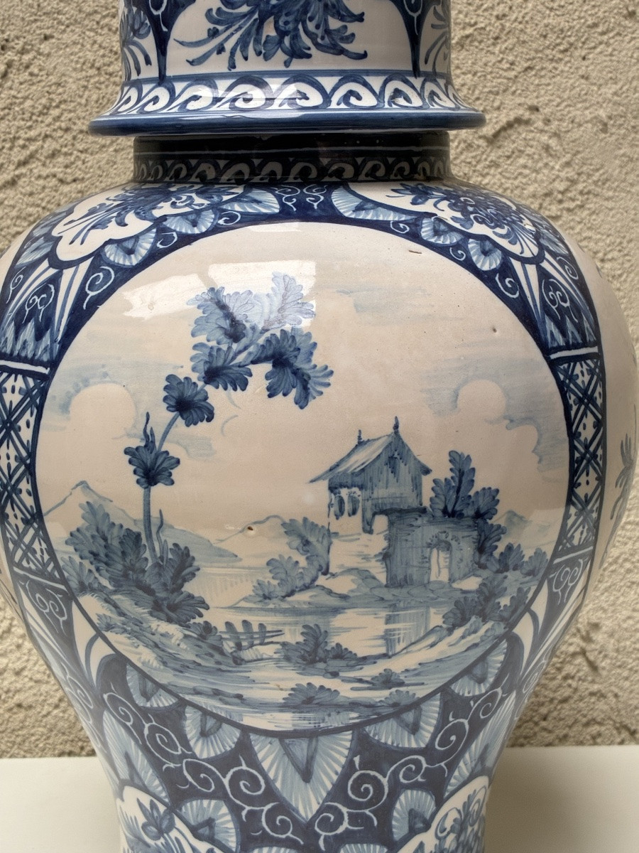 GRAND POT COUVERT EN FAIENCE DE MALICORNE – ÉMILE TESSIER-photo-2