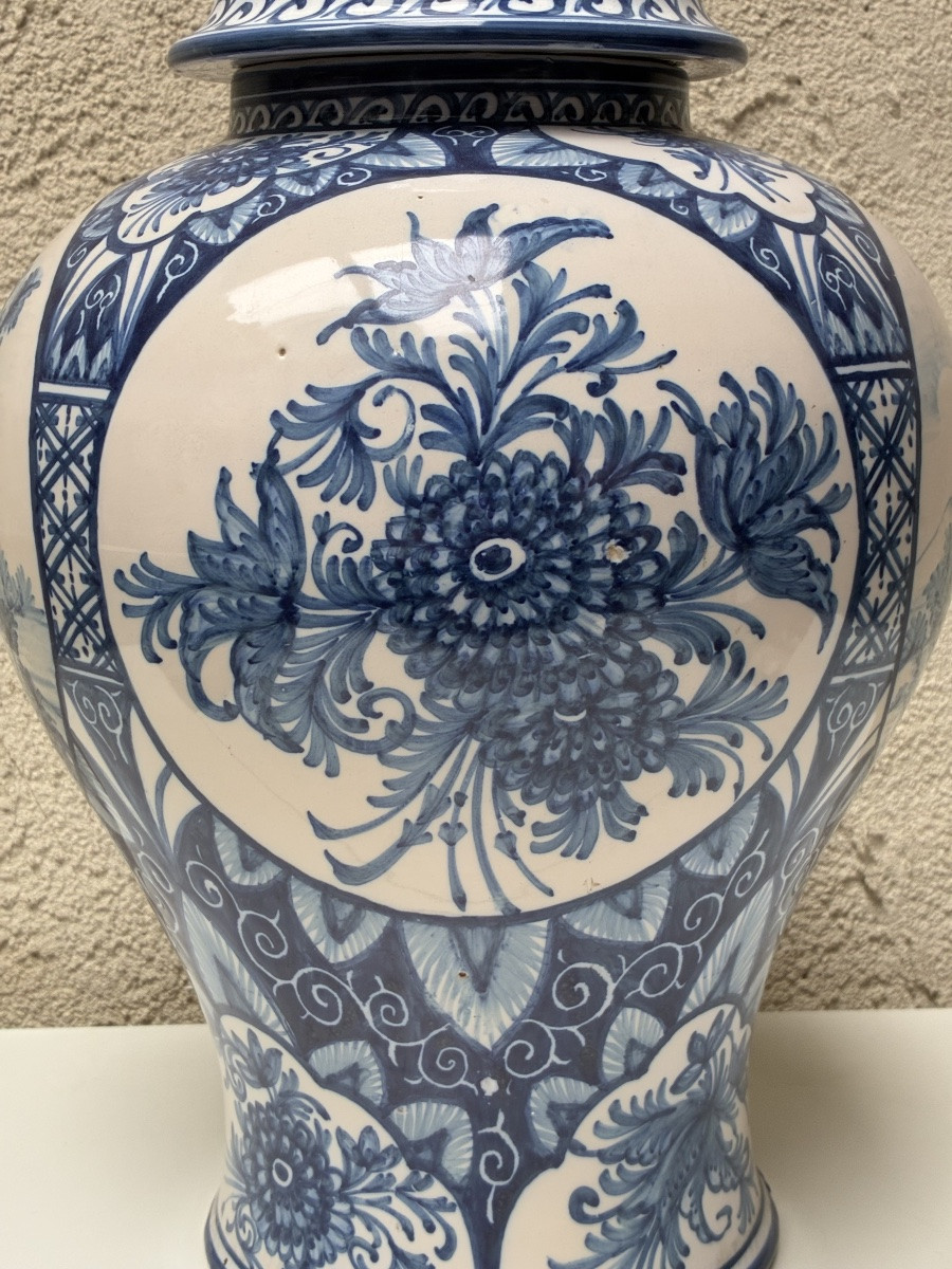 GRAND POT COUVERT EN FAIENCE DE MALICORNE – ÉMILE TESSIER-photo-3