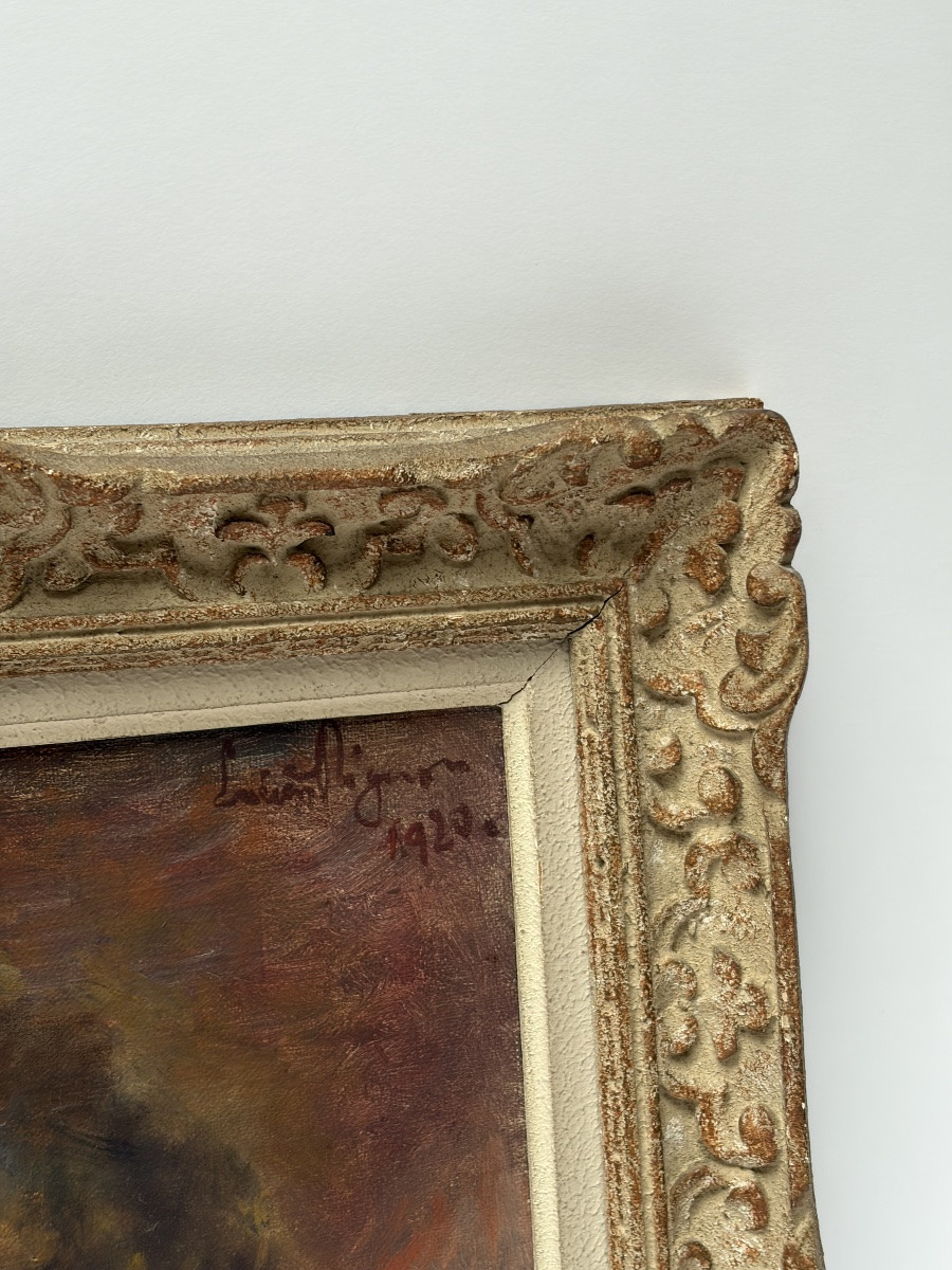 Oil On Canvas, Lucien Mignon, Portrait Of A Child-photo-4