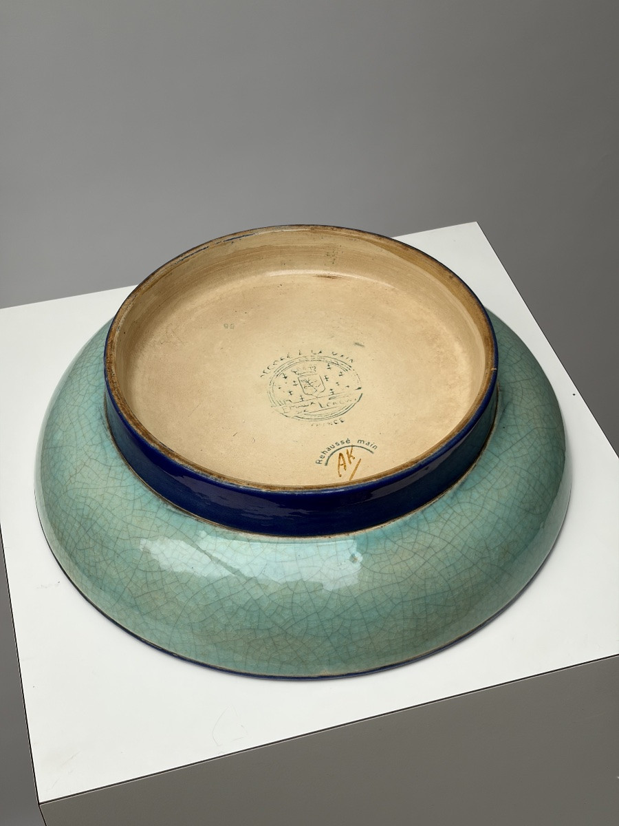 Longwy Enamel Bowl Decorated With Flowers And Birds-photo-2