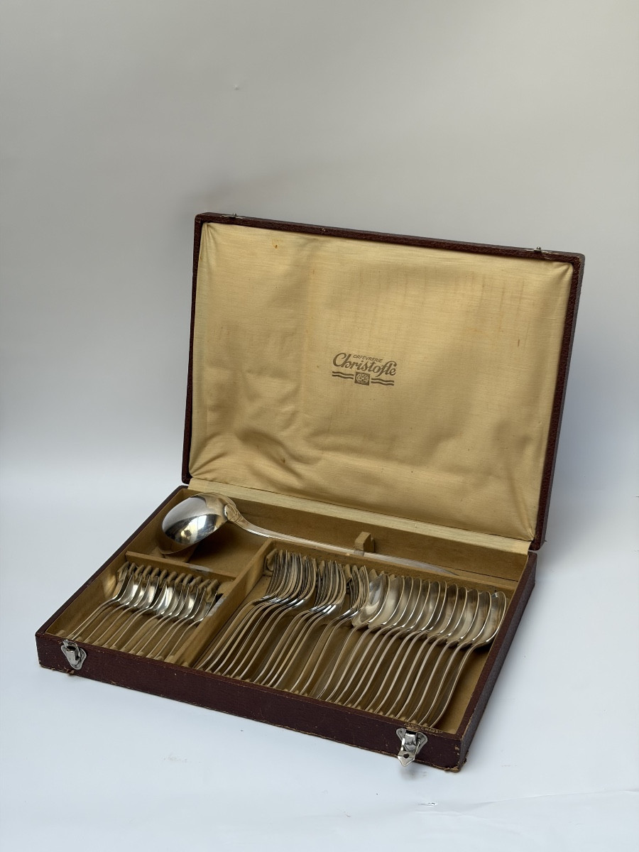 RARE MENAGERE EN ARGENT MASSIF, MODELE ATLAS DE LUC LANEL POUR LA MAISON CHRISTOFLE