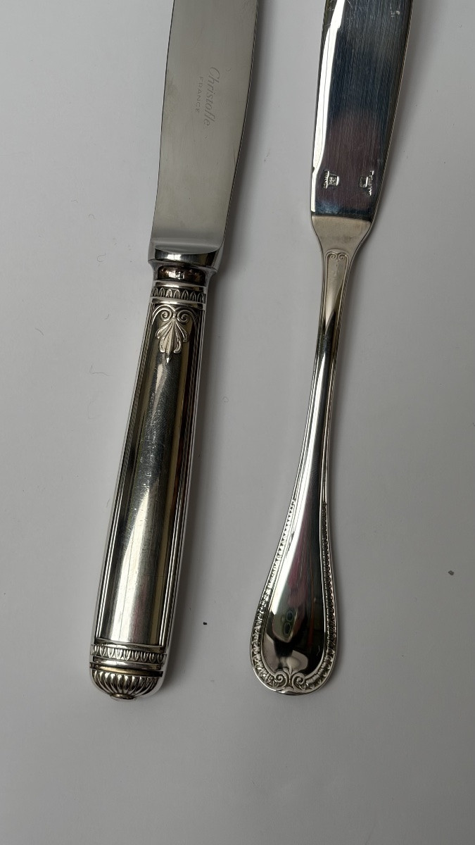 PARTIE DE MENAGERE EN METAL ARGENTÉ, CHRISTOFLE, MODELE MALMAISON-photo-3