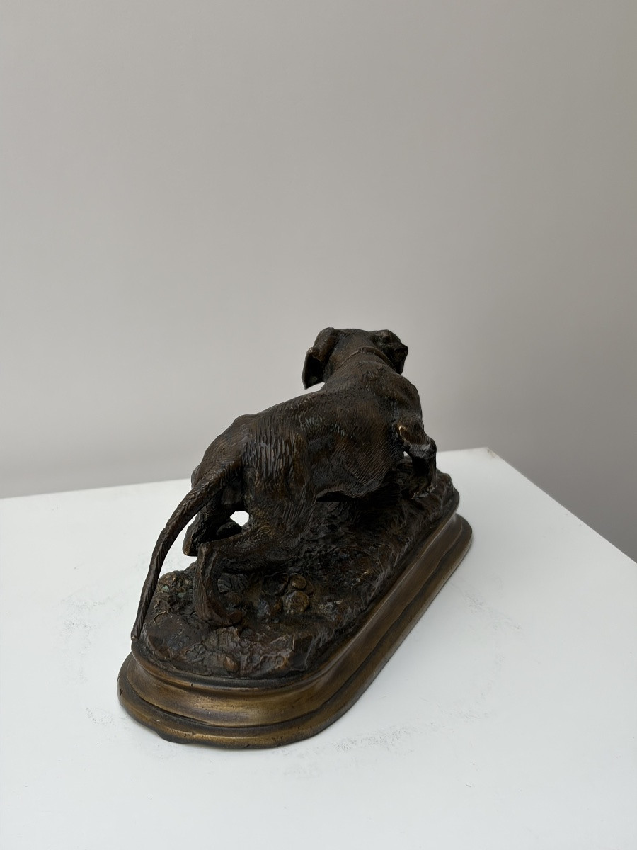 SUJET EN BRONZE, "CHIEN DE CHASSE", SIGNÉ Y. MONGNIEY-photo-3