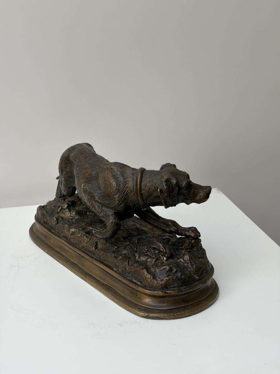 SUJET EN BRONZE, "CHIEN DE CHASSE", SIGNÉ Y. MONGNIEY-photo-4