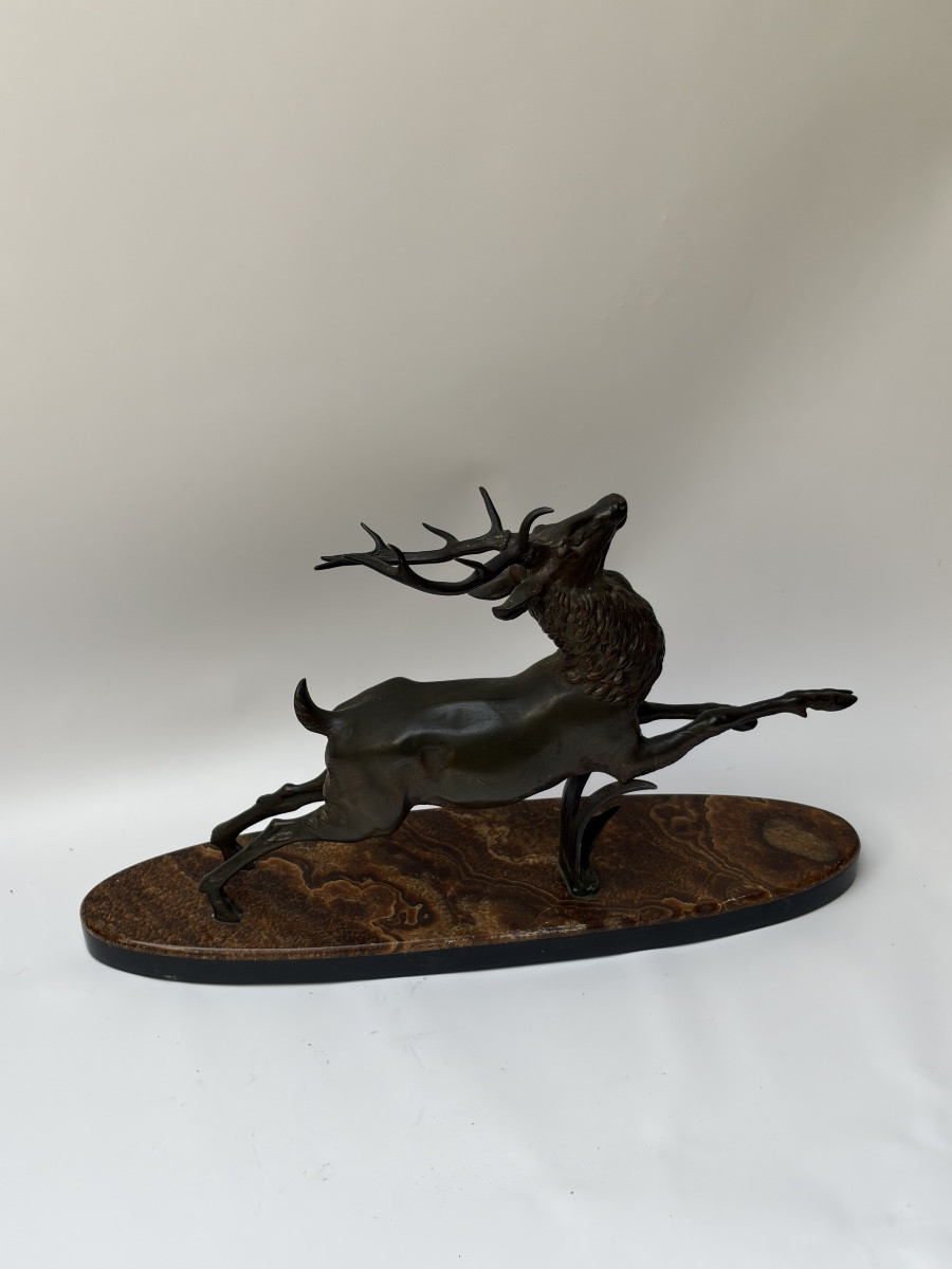 SUJET EN BRONZE, "LE CERF", SIGNÉ ERGET-photo-1