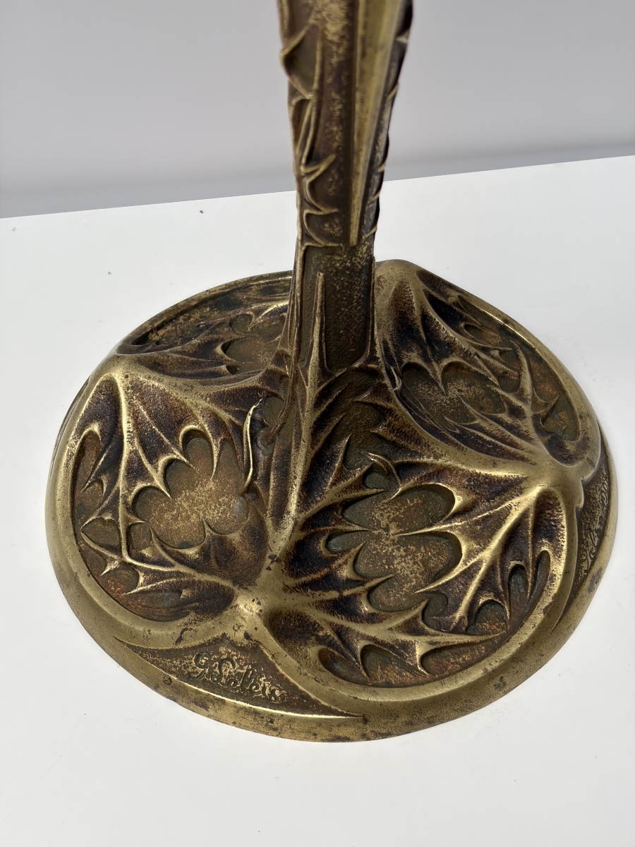 PIED DE LAMPE EN BRONZE, GEORGES LELEU-photo-2