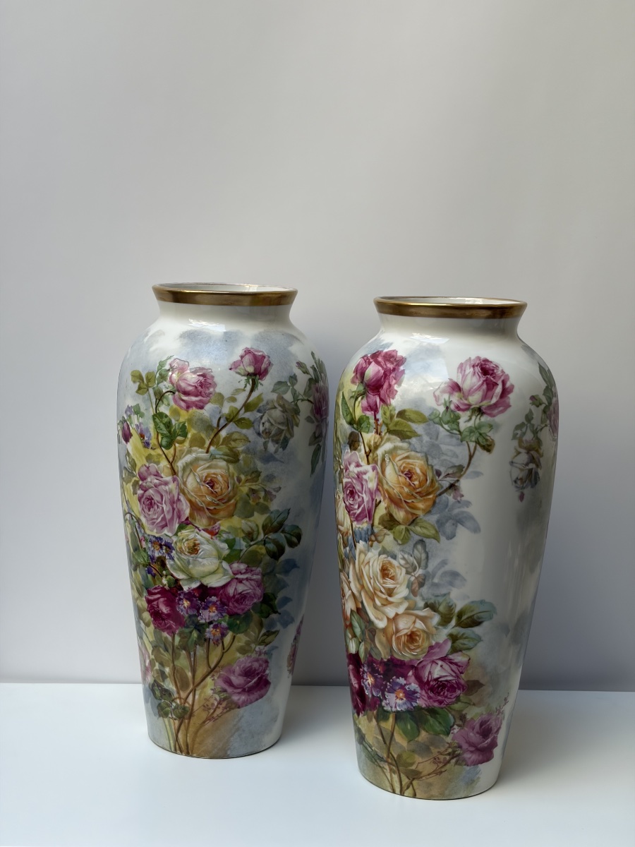 PAIRE DE VASES EN PORCELAINE DE LIMOGES – A. GOLSE-photo-2