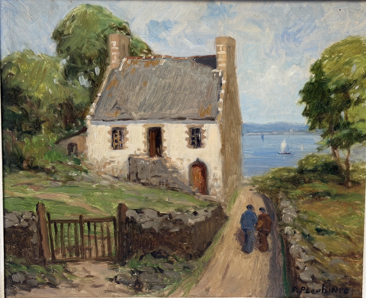 Pierre Plouhinec, "fisherman's House In Douarnenez," Oil On Isorel-photo-2