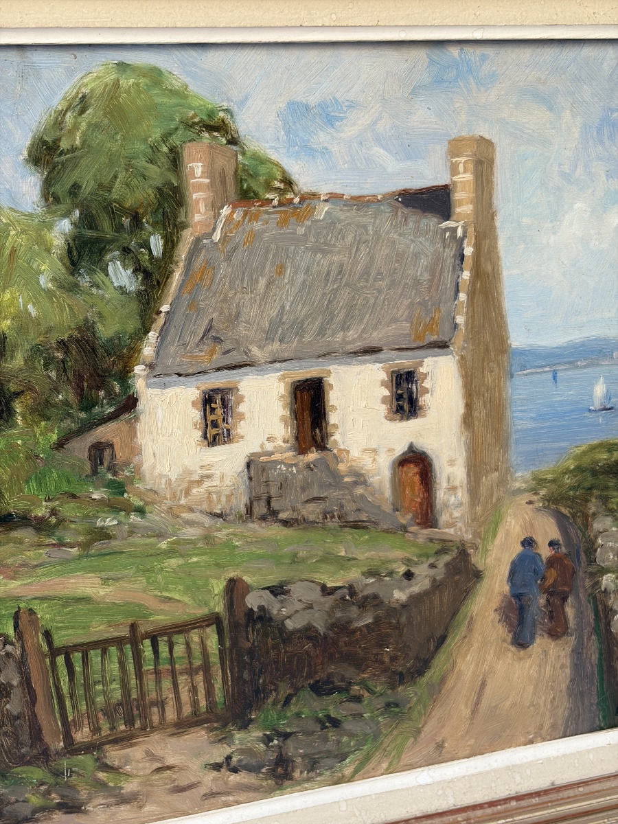 Pierre Plouhinec, "fisherman's House In Douarnenez," Oil On Isorel-photo-3