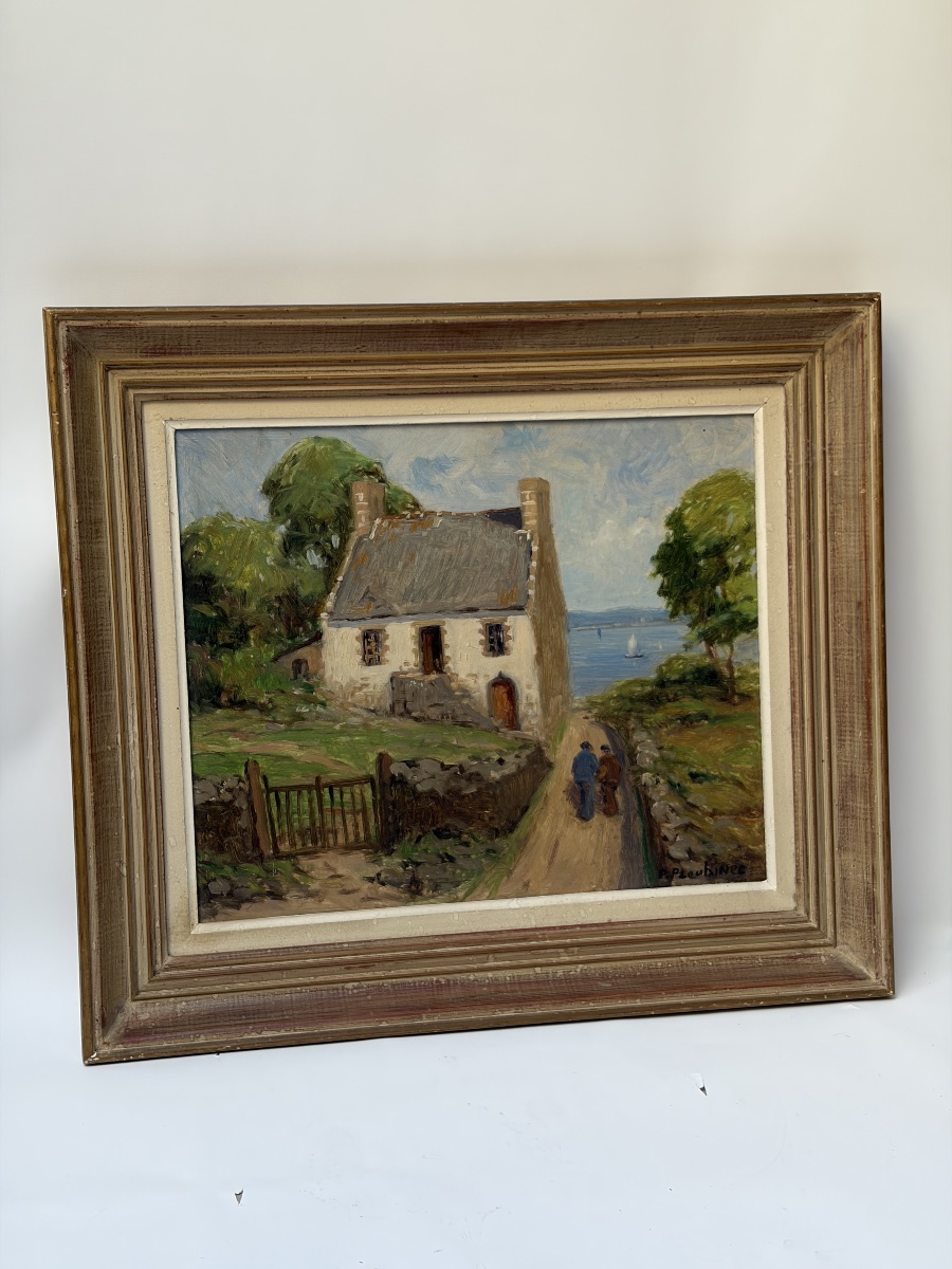 Pierre Plouhinec, "fisherman's House In Douarnenez," Oil On Isorel-photo-1