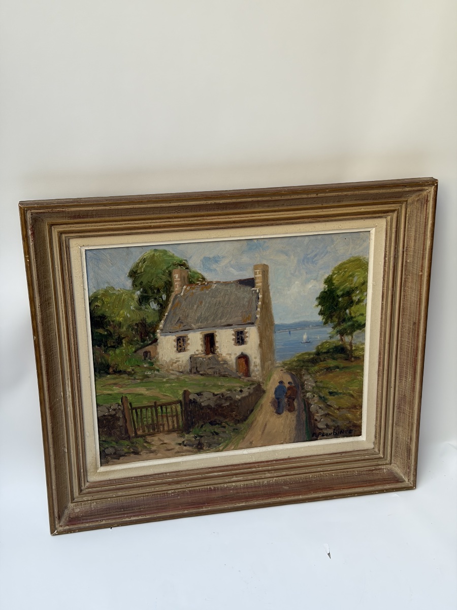 Pierre Plouhinec, "fisherman's House In Douarnenez," Oil On Isorel-photo-3