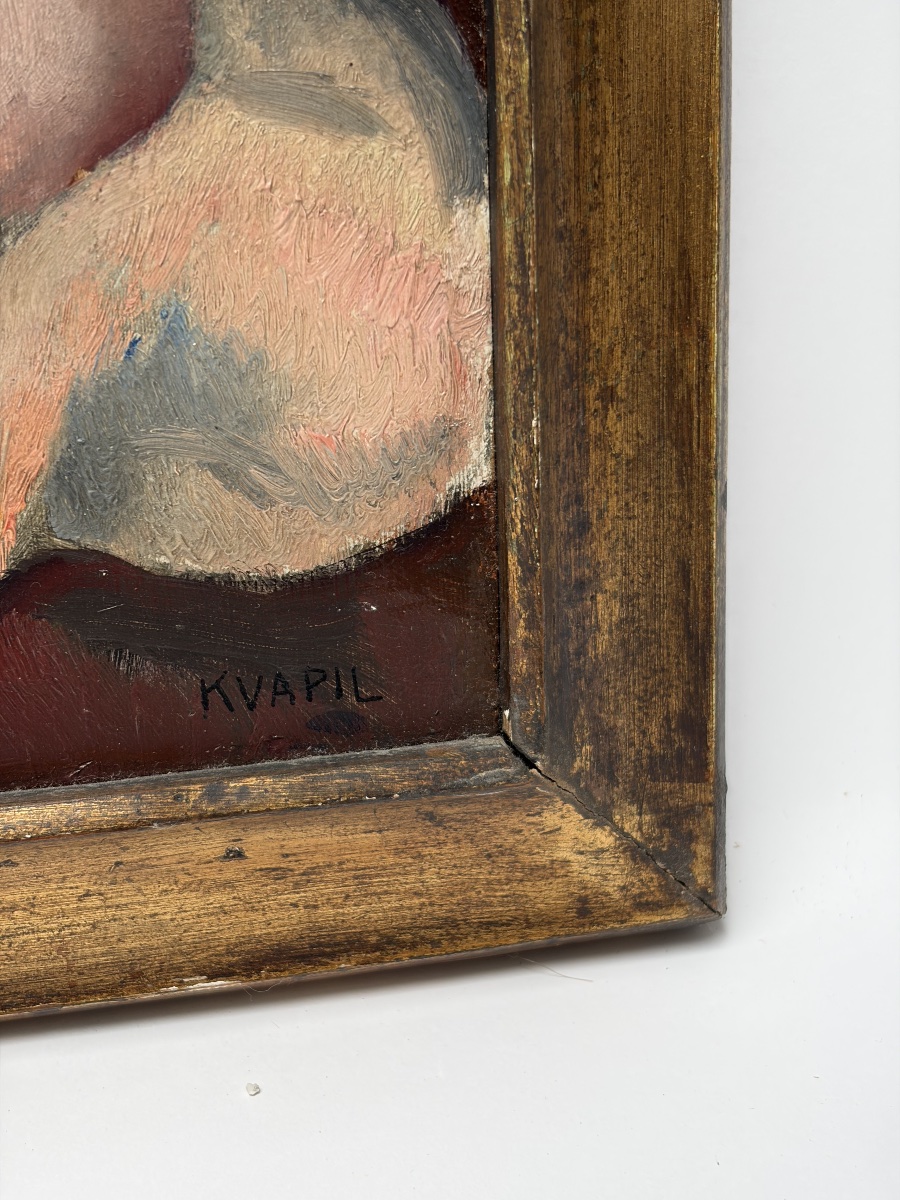 CHARLES KVAPIL, "FEMME AU BORD DE MER", HUILE SUR BOIS-photo-2
