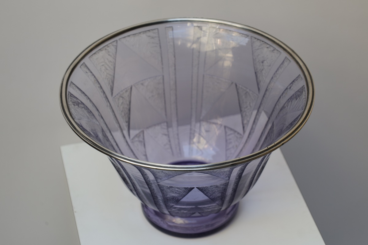 Daum Nancy, Flared Vase In Purple, Art Deco -photo-1