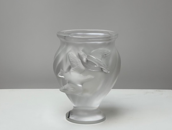 Lalic Vase In Frosted Crystal, Rosine Model
