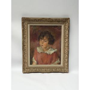 Oil On Canvas, Lucien Mignon, Portrait Of A Child