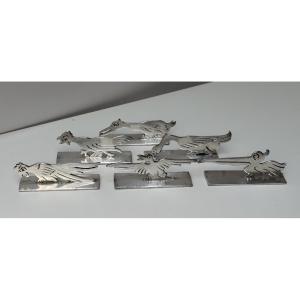 Set Of Six Silver-plated Metal Knife Blocks Based On A Design By Benjamin Rabier
