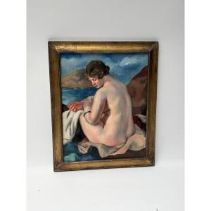 Oil On Wood, "woman By The Sea," Charles Kvapil