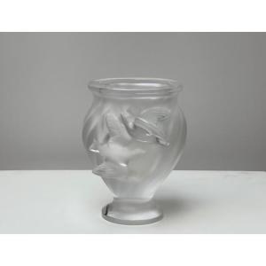 LALIQUE FRANCE, VASE EN CRISTAL DEPOLI, MODELE ROSINE