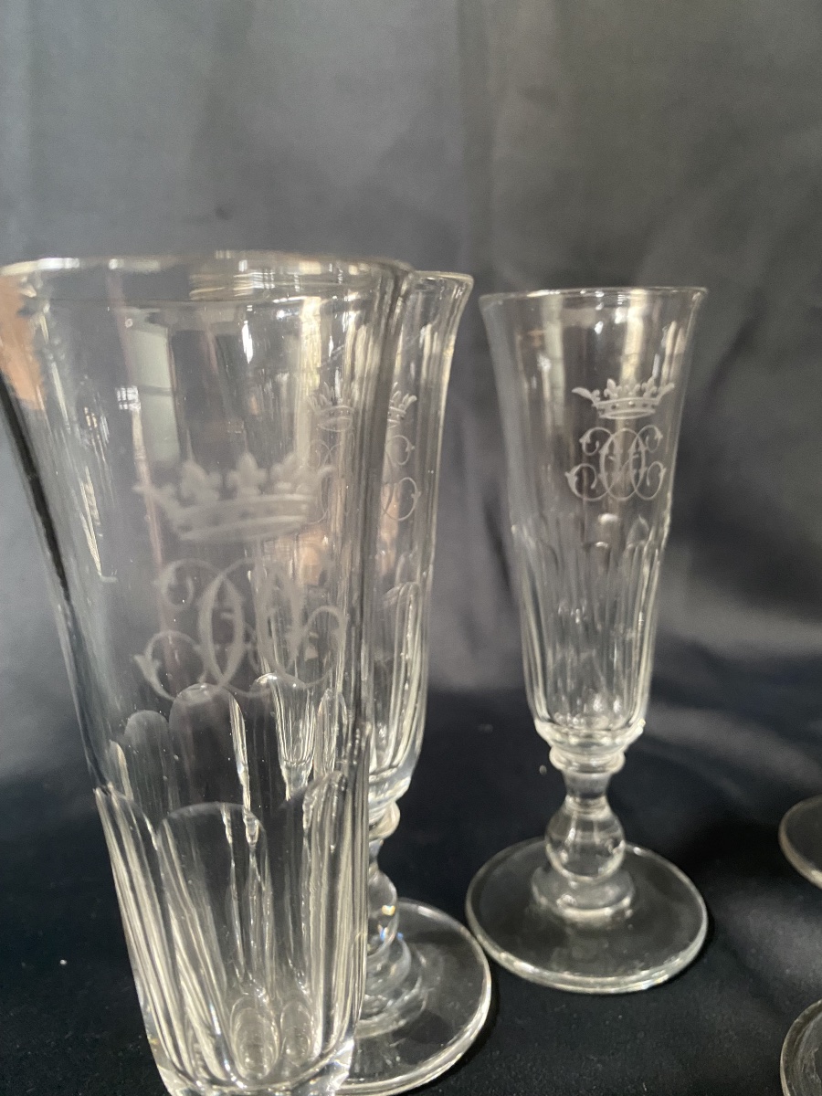 6 Champagne Flutes—henri d'Orléans, Duke Of Aumale. -photo-4