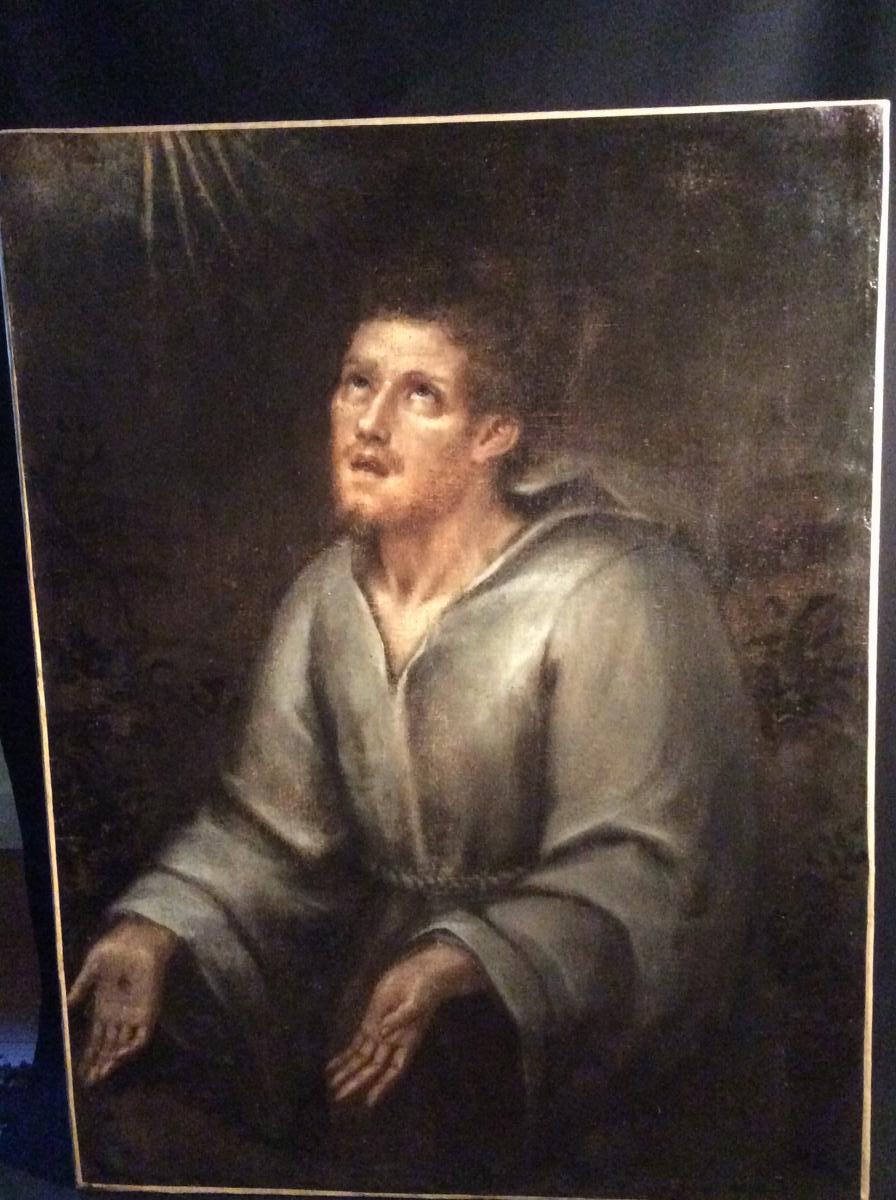 Saint-François en extase,toile espagnole du XVIIIème siècle