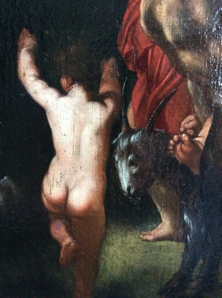 Bacchanale , peinture baroque , école française (XVII-XVIIIème s.).-photo-3
