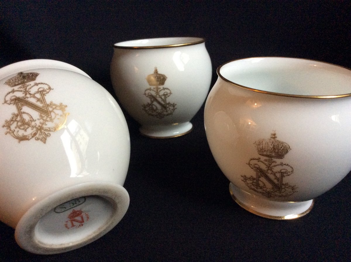 3 Small Sèvres Porcelain Jars Napoleon III-photo-5