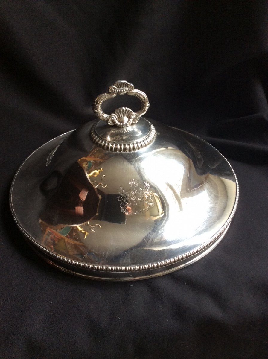 Large Double Metal Vegetable Dish With Armory-photo-1