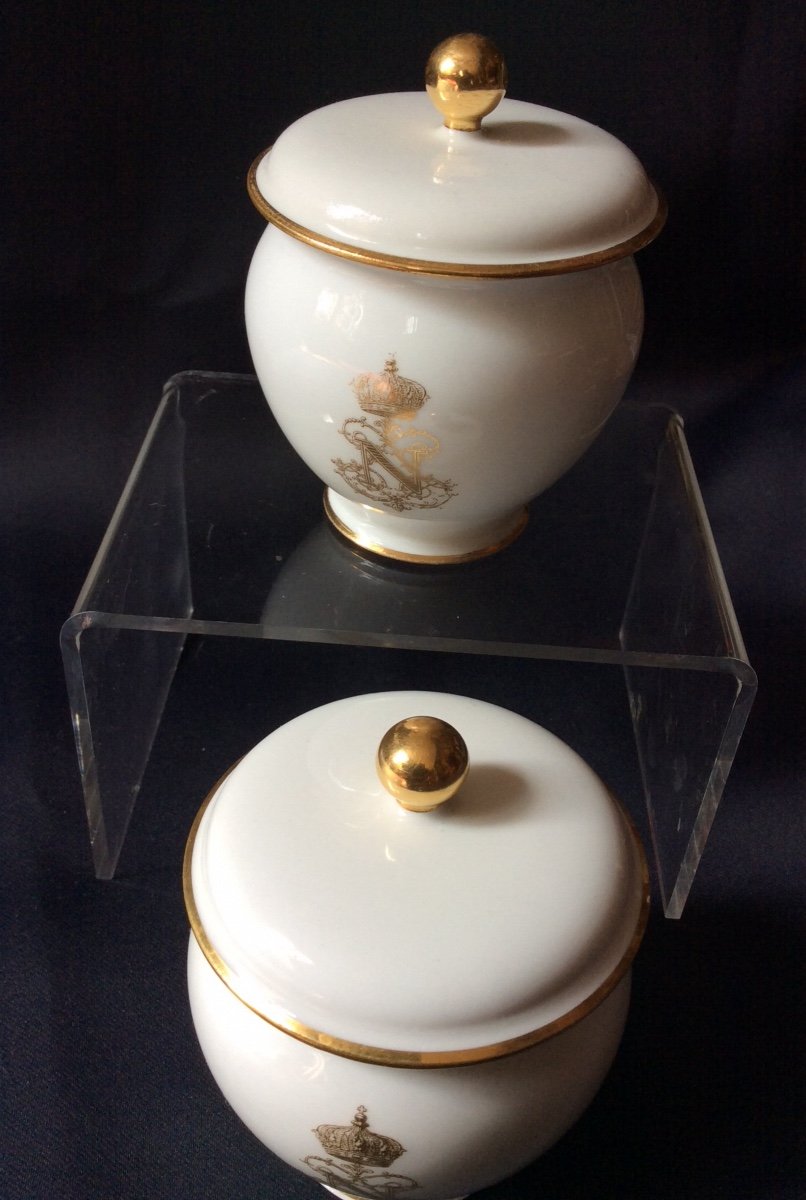 2 Sèvres Porcelain Cream Jars Napoleon III-photo-2