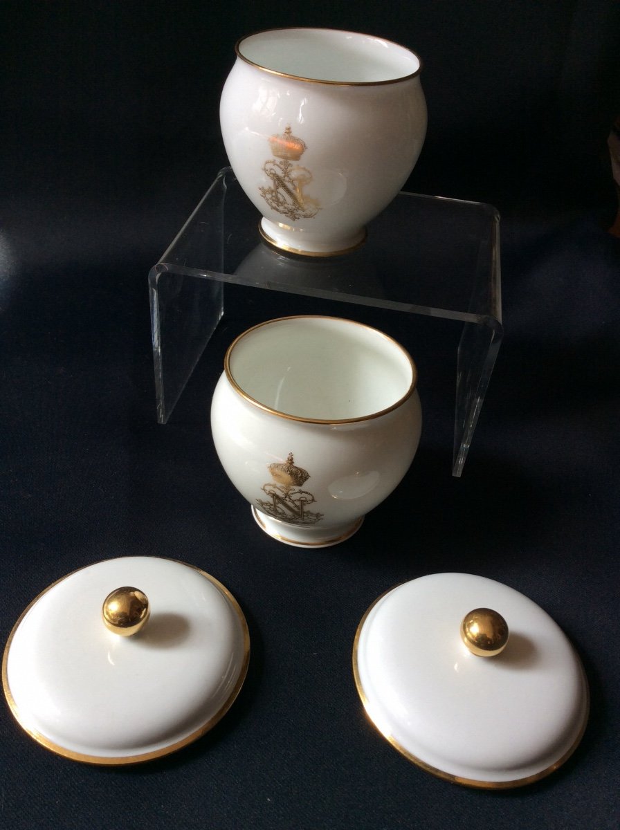 2 Sèvres Porcelain Cream Jars Napoleon III-photo-3
