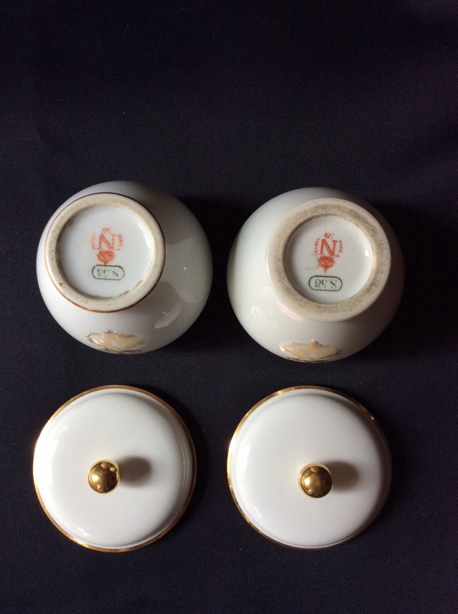 2 Sèvres Porcelain Cream Jars Napoleon III-photo-4
