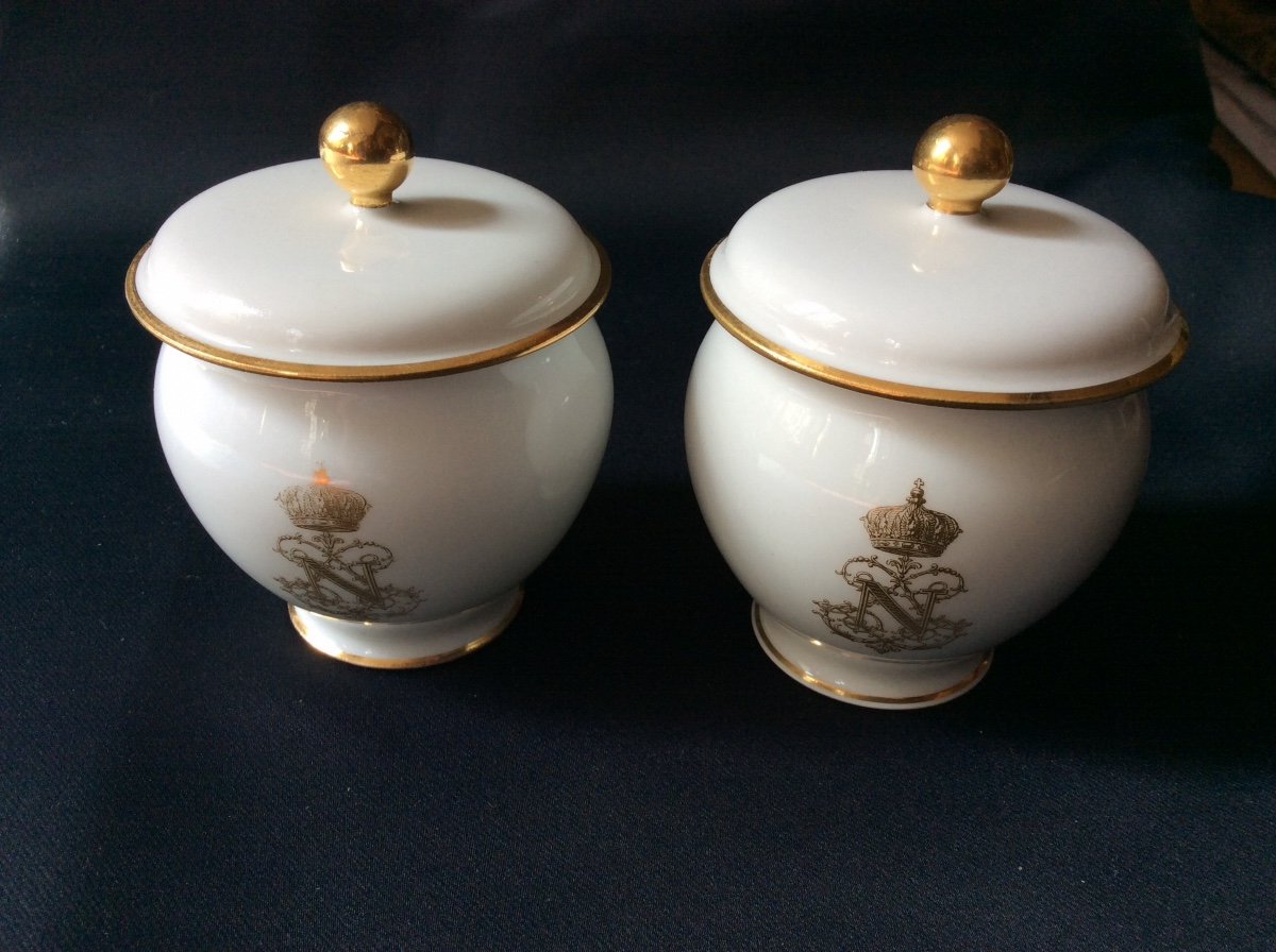 2 Sèvres Porcelain Cream Jars Napoleon III-photo-4