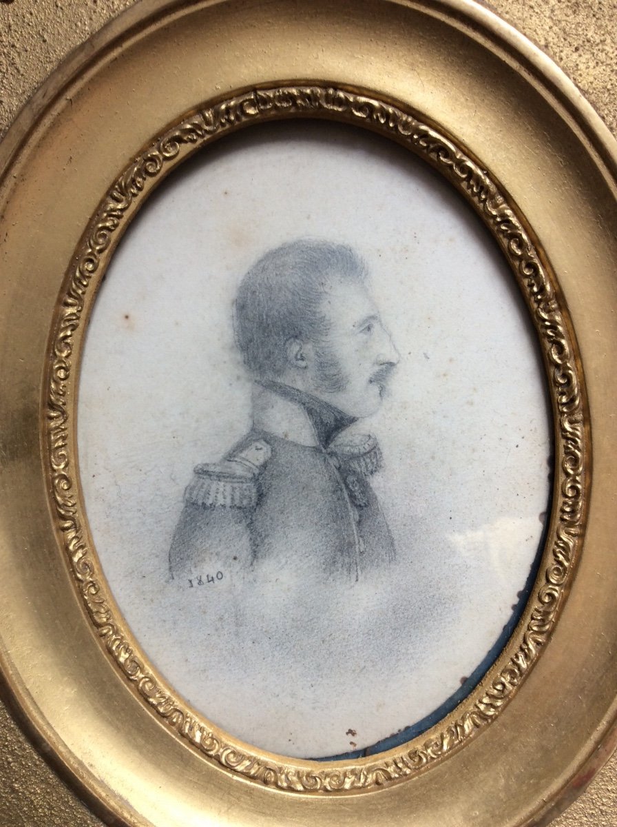 Grande Miniature Portrait D’un Militaire 1840-photo-4