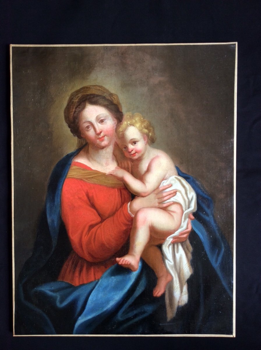 Tableau Vierge Et Enfant Du XVIII Eme Siècle -photo-2