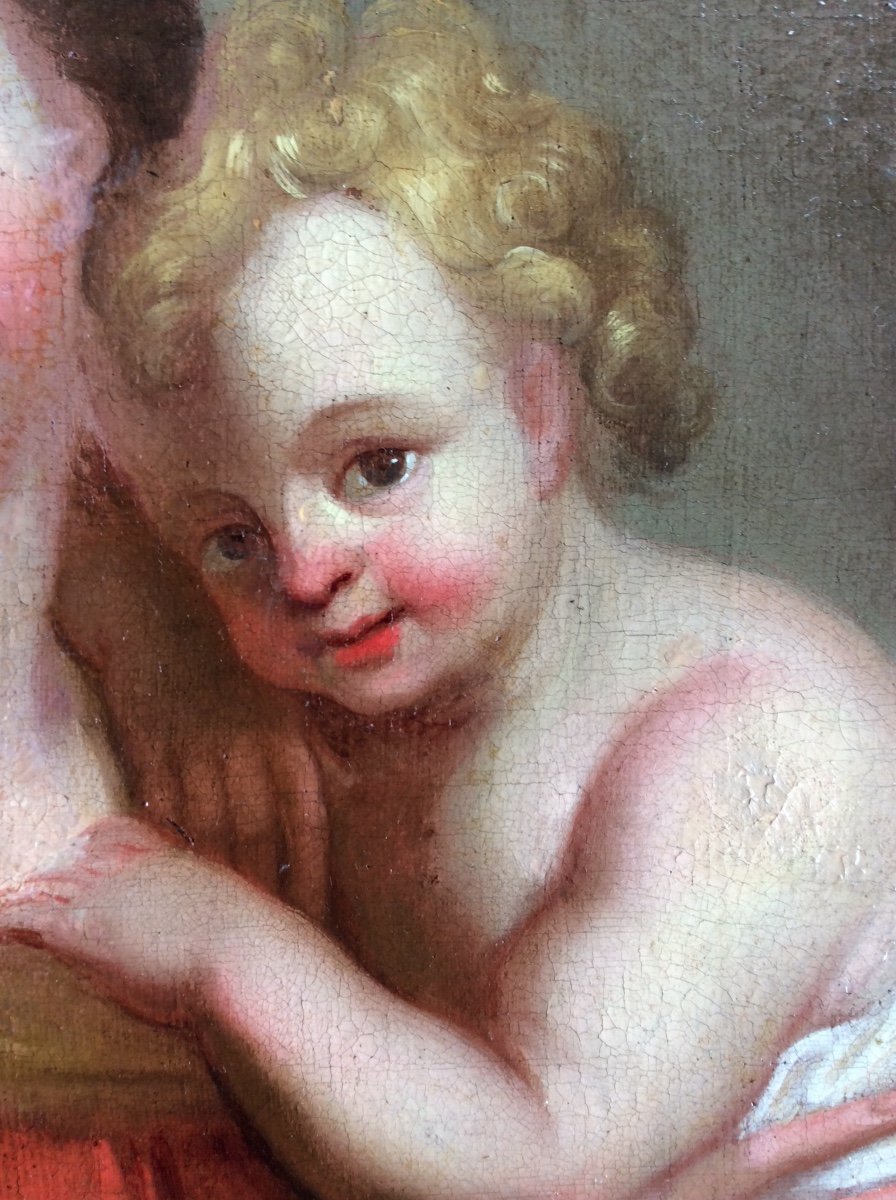 Tableau Vierge Et Enfant Du XVIII Eme Siècle -photo-3