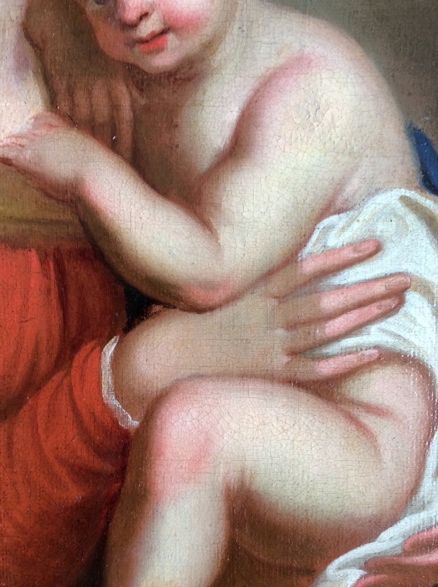 Tableau Vierge Et Enfant Du XVIII Eme Siècle -photo-1
