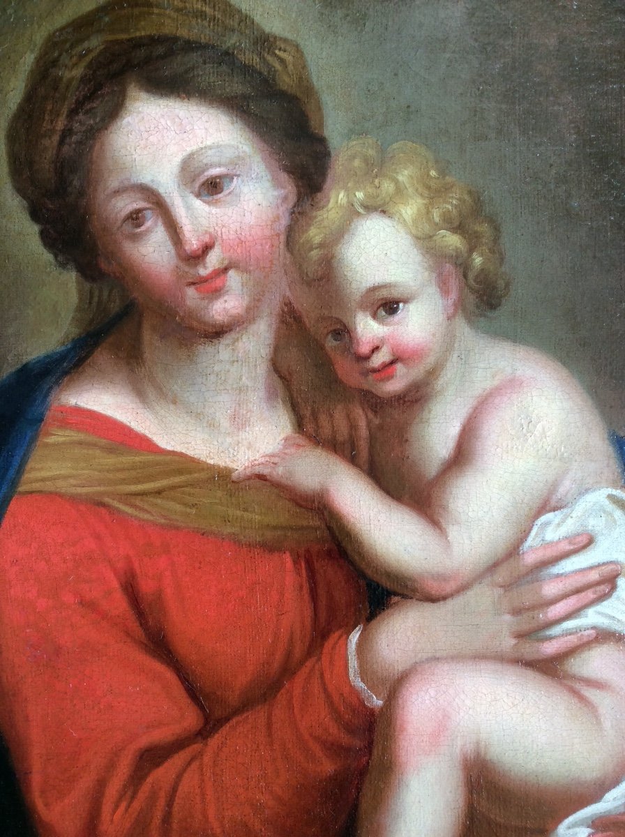 Tableau Vierge Et Enfant Du XVIII Eme Siècle -photo-5